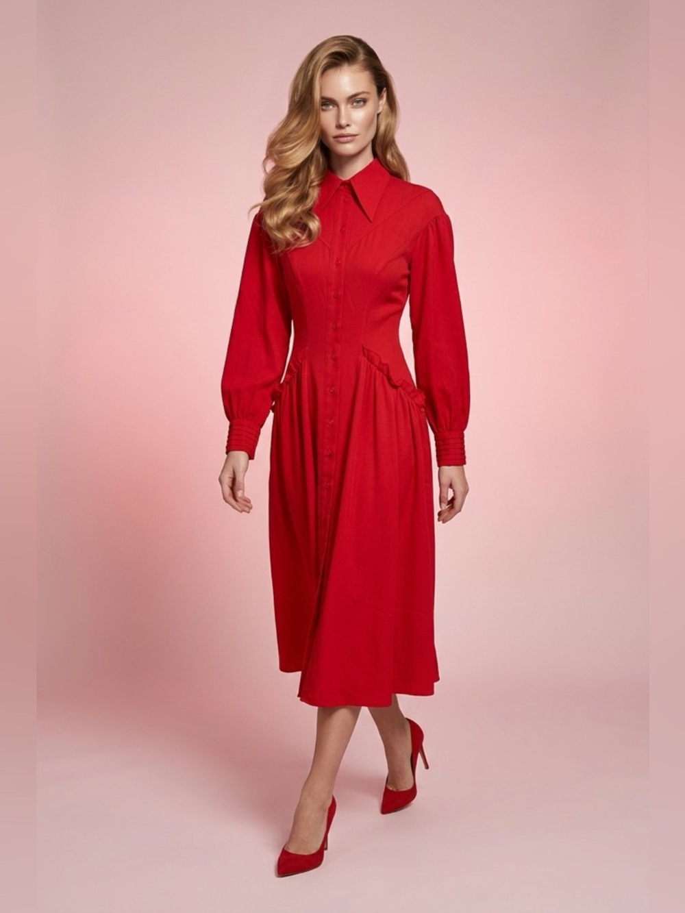 Saunders Collective red midi dress
